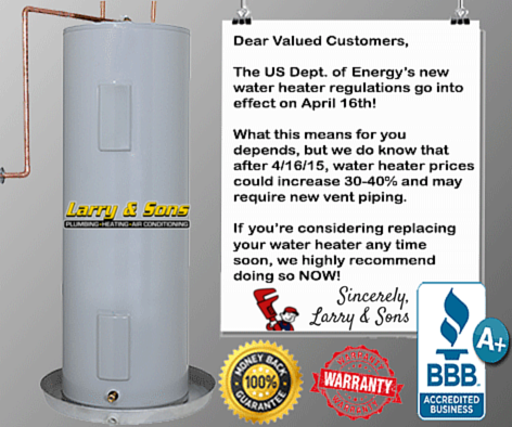 New Water Heater Regulations for April 2015